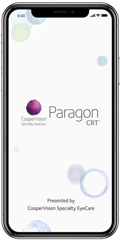 Ecranul aplicației Paragon CRT Lens Calculator pe telefon, cu parametrii lentilei calculați